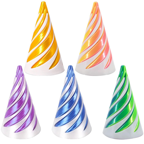 5Pcs Spiral Cone Fidget Toy,Impossible Cone Impossible Pyramid Passthrough Toy,3D Printed Spiral Cone Fidget Toy,Mini Vortex Thread Illusion Desktop Deco Souvenir Gift for Anxiety Relaxing