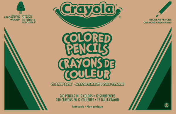Crayola Colored Pencils Classpack (240ct), Must Have Classroom Supplies for Teachers, Bulk Colored Pencils for School, 12 Colors