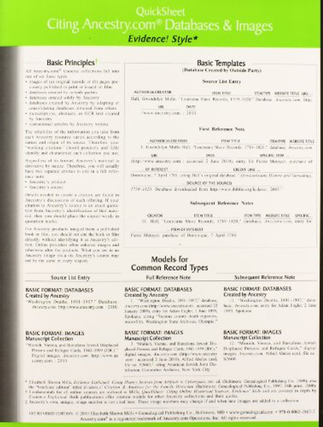Quicksheet Citing Ancestry.com Databases & Images