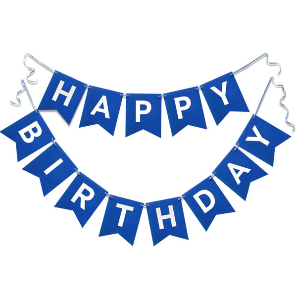 Navy Blue Happy Birthday Banner Nautical Theme Boys Birthday Party Supplies Garland Decorations Birthday Signs Nursery Hanging Decor 13pcs