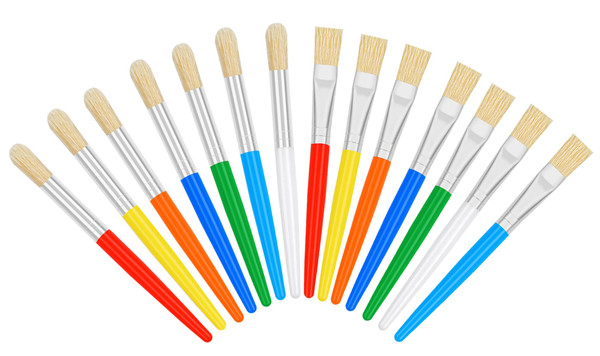 14 Pcs Paint Brushes for Kids, Round and Flat Kids Paint Brushes, Easy Hold and Clean Toddler Paint Brushes, Bristle Craft Paint Brushes for Acrylic Oil Watercolor Washable Paint