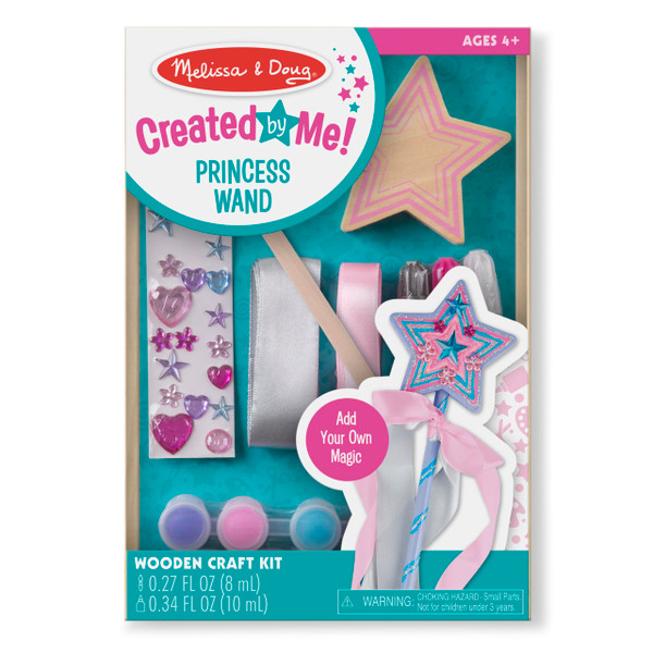 Melissa & Doug Created By Me Paint & Decorate Your Own Wooden Princess Wand Craft Kit, Pink Princess Crafts Great For Rainy Days, Toys For Kids Ages 4+
