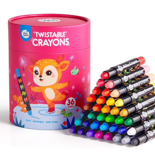Jar Melo Jumbo Crayons for Toddlers, 36 Colors Twistable Crayons Non Toxic Washable Crayons, Easy to Hold Silky Large Crayons, Safe for Babies and Children, Gift for Boys and Girls Back to School