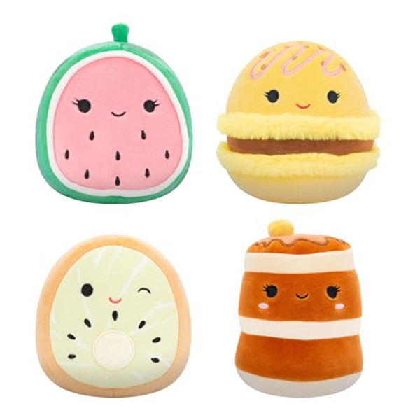 Squishmallows Original 5-Inch Food 4-Pack  Kachina Kiwi, Rayen Pancakes, Visconti Lemon Macaron, Wanda Watermelon  Official Jazwares Plush (Little)