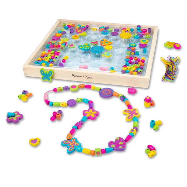 Melissa & Doug Created by Me Bead Bouquet Deluxe Wooden Bead Set With 220+ Beads for Jewelry-Making Kits for Kids 4+ - FSC-Certified