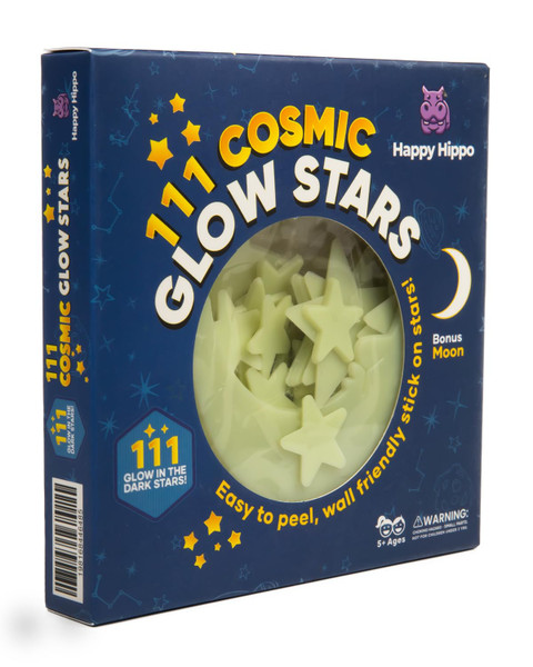 Happy Hippo 111 Glow in The Dark Stars for Ceiling with Bonus Moon (111-Pack) Christmas Stocking Stuffers for Kids, White