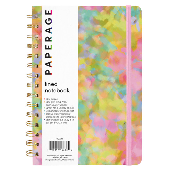 PAPERAGE Lined Spiral Journal Notebook, (Bright Whimsical Garden), 160 Pages, Medium 5.5 inches x 8 inches - 100 GSM Thick Paper, Hardcover, Double-Wire Spiral Journal & Notebook