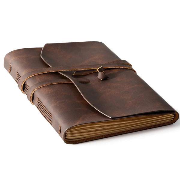 RILIHO Leather Journal Notebook - Genuine Leather Journals for Writing 8x10 Inches, Large Size Vintage Journal For Men and Women, Artist,Travel Journal, Dark Brown