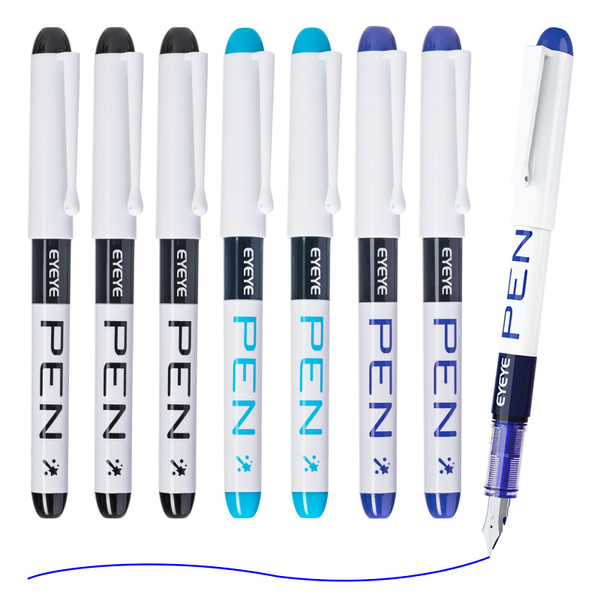 EYEYE Disposable Fountain Pens, 8 Pack 3 Colors Fine Point Pens Stainless Steel Nib, Fountain Pens Smooth Writing for Calligraphy, Journaling, Drafting, Sketching, Doodling & Office Supplies