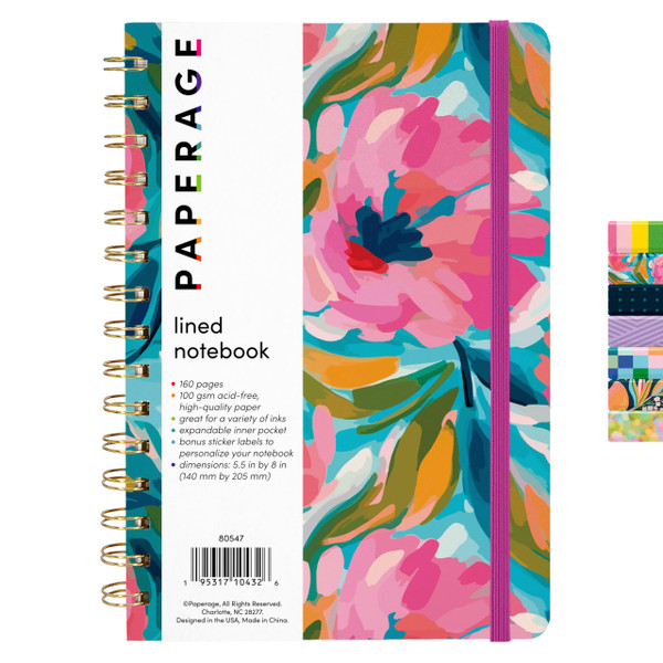 PAPERAGE Lined Spiral Journal Notebook, (Painted Floral), 160 Pages, Medium 5.5 inches x 8 inches - 100 GSM Thick Paper, Hardcover, Double-Wire Spiral Journal & Notebook
