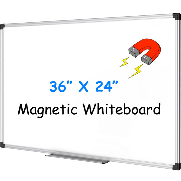 XBoard Magnetic Whiteboard 36 x 24 Inch, Hanging Dry Erase Board with Aluminium Frame & Marker Tray 3' x 2' | Wall Mounted Magnetic White Board for Home School Office