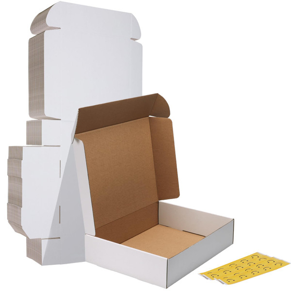 HORLIMER 13x10x3 Shipping Boxes Set of 20, White Corrugated Cardboard Mailer Box for Packing Small Business