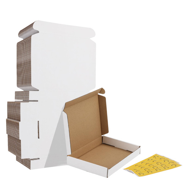 HORLIMER 7x5x1 Shipping Boxes Set of 30, White Corrugated Cardboard Mailer Box for Packing Small Business