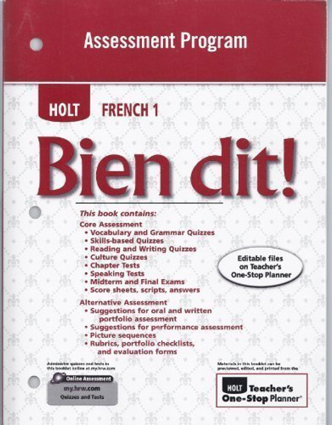 Bien dit!: Assessment Program Level 1A/1B/1 Bien dit!: Assessment Program Level 1A/1B/1