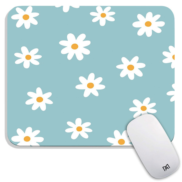 Armanza Square Mouse Pad Little Daisy,Personalized Premium-Textured Custom Mouse Mat Design,Washable Mousepad Cloth,Non-Slip Rubber Base Computer Mouse Pads for Wireless Mouse