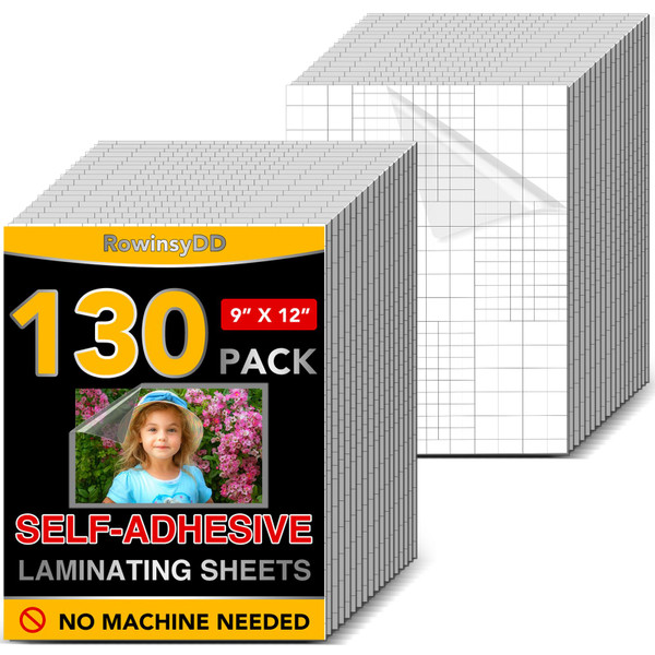 130 PCS Self-Adhesive Laminating Sheets, 9 x 12 Inches Clear Laminating Sheets No Machine Needed Self Sealing Laminate Sheets 130 PCS Self-Adhesive Laminating Sheets, 9 x 12 Inches Clear Laminating Sheets No Machine Needed Self Sealing Laminate Sheets
