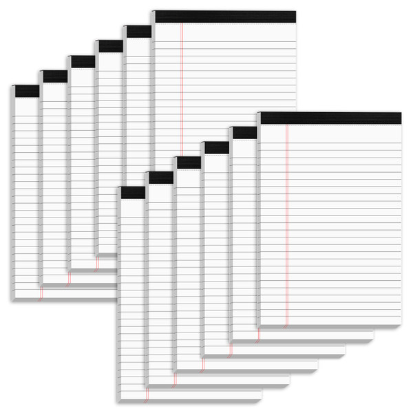 5" x 8" Note Pads 12 Pack of Legal Pads 30 Sheets Notepad College Ruled Small Writing Pads Perforated Pages Paper Pads 80GSM Heavyweight Paper Note Pads for Home, Office, or School
