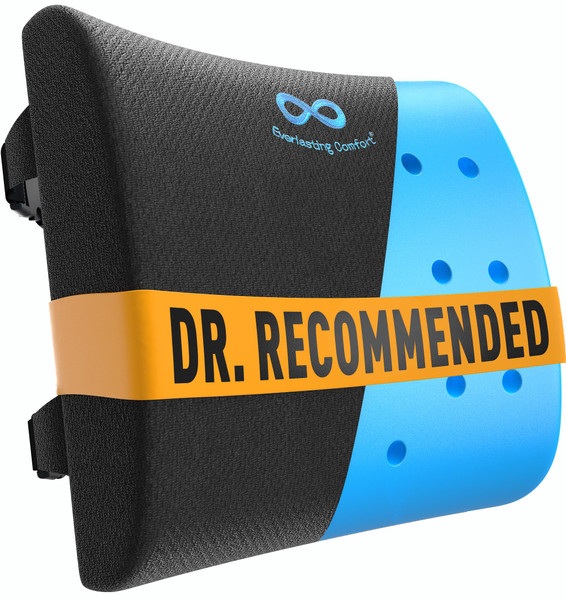 Everlasting Comfort Lumbar Support Pillow for Office Chair - Gel Infused Back Cushion for Chair, Car, Couch - Lumbar Pillow Promotes Better Posture, Back Pain Relief - Ideal for Gaming and Desk Chairs