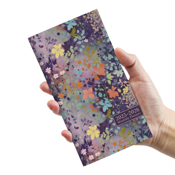 Pocket Calendar 2025-2026 for Purse, Two Year Monthly Planner Pocket Size, Jan 2025 to Dec 2026, Monthly Planner Small Size (6.5" x 3.5")-Lavendar Floral