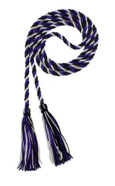 Tassel Depot Graduation Honor Cord - Black/Purple/Gray - Every School Color Available - Made in USA
