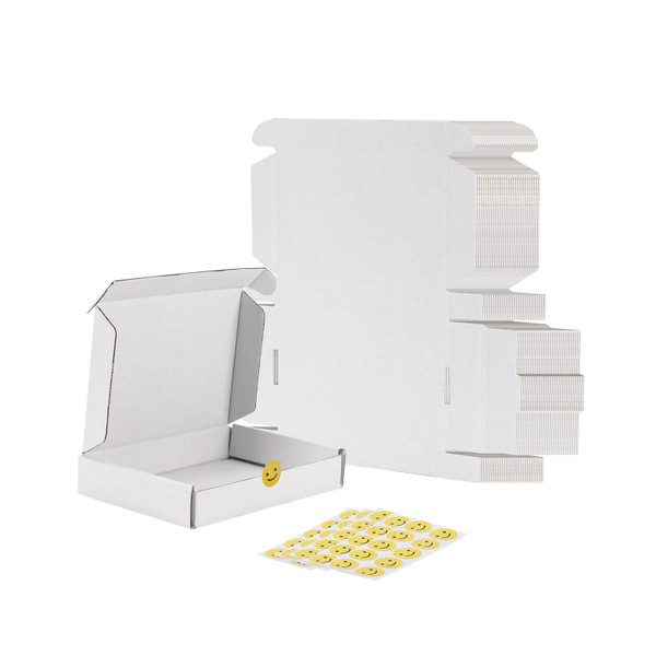 RLAVBL 6x4x1 Shipping Boxes Set of 50, White Corrugated Cardboard Box for Packing, Mailing, Business