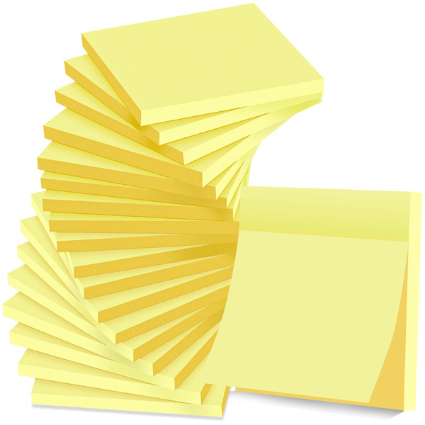 (18 Pack) Sticky Notes 3x3 in Canary Yellow, Strong Adhesive, Clean Removal, Recyclable, Self-Stick Pads, Easy to Post for Home, Office, Notebook