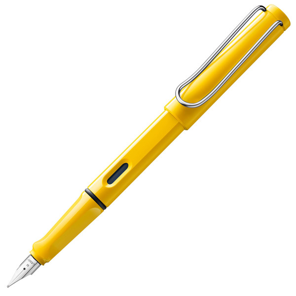 LAMY safari yellow - Fountain Pen with ergonomic grip & polished steel nib in size M - ideal for any Writing & Calligraphy - including LAMY T 10 blue cartridge - Right-Handed
