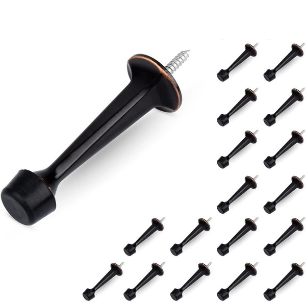 HOMOTEK 18 Pack Heavy Duty Solid Rigid Door Stop with Soft Rubber Tip, Zinc Die Cast Door Stopper Protect Wall & Door, Oil Rubbed Bronze