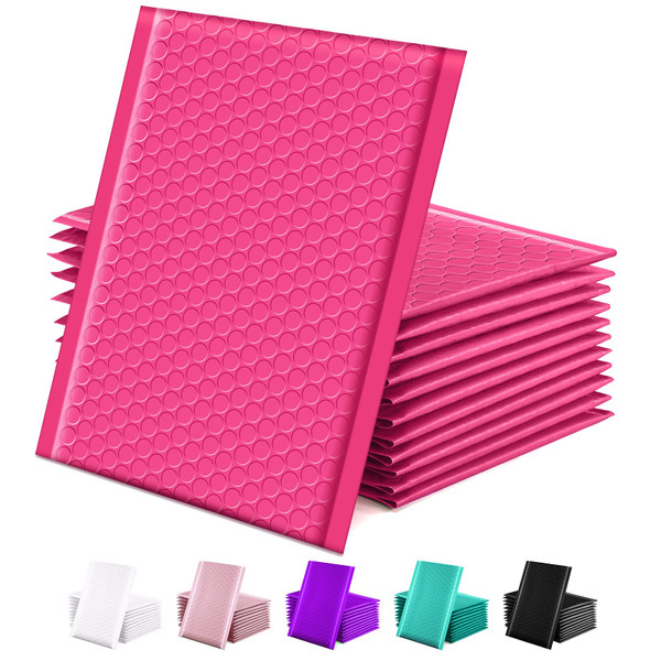 GSSUSA Bubble Mailers 6x10 Inches 25Pack Usable Size 6x9" Small Bubble Mailer Bubble Envelopes Mailing Envelope Bags Shipping Bag Self Seal Package Mail Packing Business Supplies, Pink