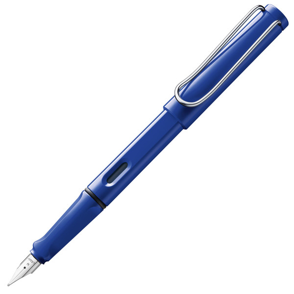 LAMY safari blue - Fountain Pen with ergonomic grip & polished steel nib in size F - ideal for any Writing & Calligraphy - including LAMY T 10 blue cartridge - Right-Handed