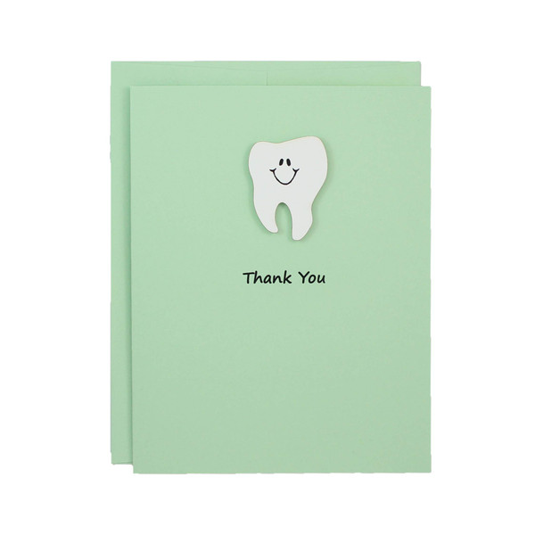 Handmade Tooth Thank You Card with Matching Envelope  Custom Pastel Green Blank Dentist Greeting Card - Perfect Graduation Gift for Dentist - Nursing - Medical Assistant Gifts