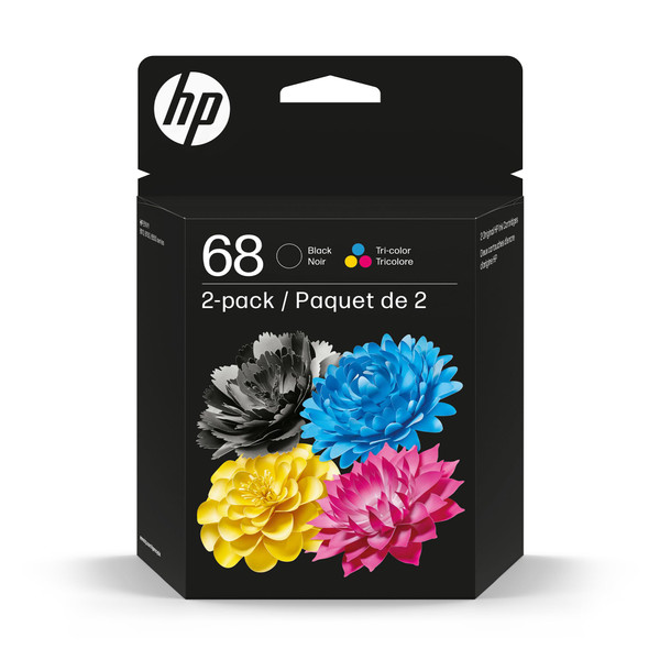 HP 68 Black/Tri-Color Ink Cartridges (2-Pack) | Works Envy 6100e, 6500e Series | Eligible for Instant Ink | 6L6S2TN