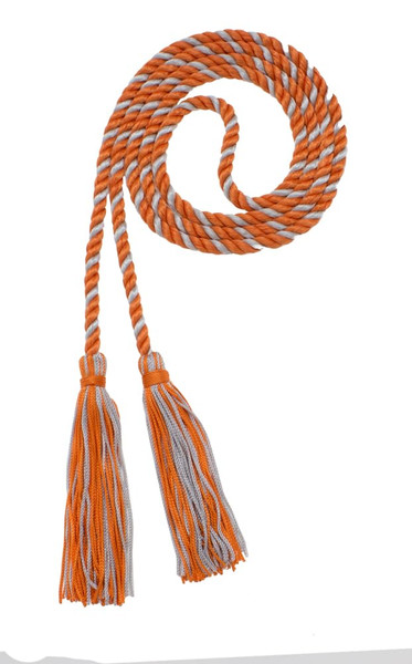 Tassel Depot Graduation Honor Cord - Orange/Gray - Every School Color Available - Made in USA