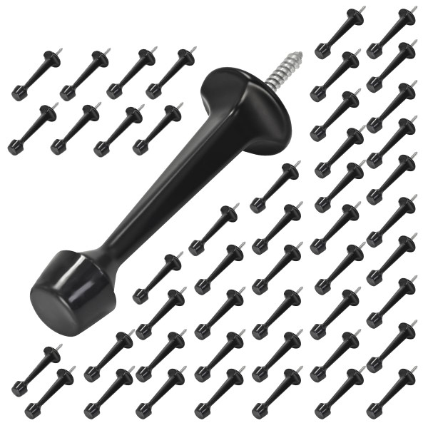 HOMOTEK 48 Pack Heavy Duty Solid Rigid Door Stop with Soft Rubber Tip, Zinc Die Cast Door Stopper Protect Wall & Door, Black