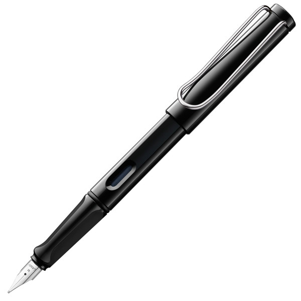 LAMY safari black - Fountain Pen with ergonomic grip & polished steel nib in size F - ideal for any Writing & Calligraphy - including LAMY T 10 blue cartridge - Right-Handed