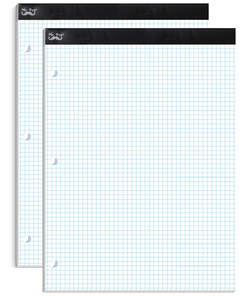 Mr. Pen- Graph Paper, 2 Pack of 55 Sheets, 8.5"x11", 5x5 (5 Squares Per Inch), 3-Hole Punched, Graphing Paper, Grid Paper Pad, Math Graph Paper Pad, Drafting Paper, Computation Pads, Math Paper