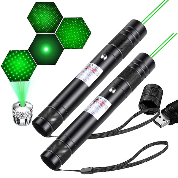 Advanced Long-Range Laser Pointer High Power - Rechargeable Green Laser Pointer with Removable Star Cap - Versatile Laser Pen for Astronomy, Construction, Presentations, and Outdoor Adventures (2)