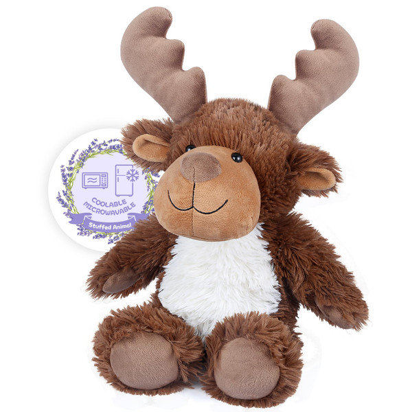 SuzziPals Heatable & Coolable Moose Stuffed Animal, Plushies Microwavable Heating Pad for Soothing & Relaxation, Lavender Scent Stuffed Plush Toys for Stress Relief, Christmas Stuffed Animals Gifts