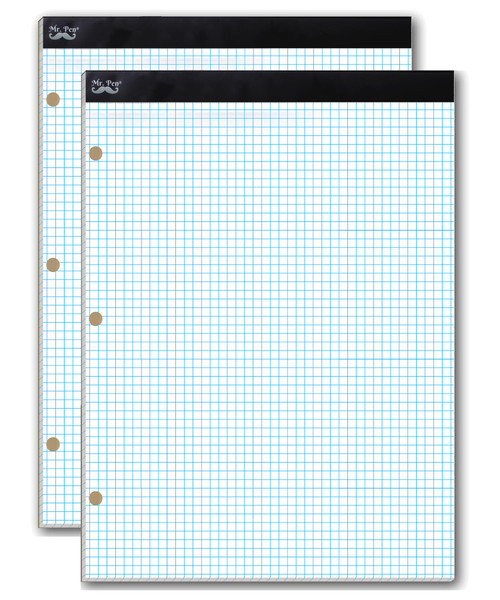 Mr. Pen- Graph Paper, 2 Pack of 55 Sheets, 8.5"x11", 4x4 (4 Squares Per Inch), 3-Hole Punched, Graphing Paper, Grid Paper Pad, Math Graph Paper Pad, Drafting Paper, Computation Pads, Square Paper