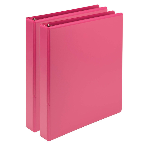 Samsill Plant-Based 1 Inch Durable Round Ring, Made in USA, View Binder, Eco-Friendly, USDA Certified Biobased, 2 Pack, Berry Pink