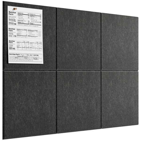 MaxGear Large Cork Board for Wall 36" x 24", Dark Gray Bulletin Board, 6 Pack Felt Wall Tiles with Pushpins, Cork Boards for Office Pin Board Tack Board Cork Boards