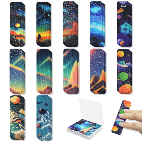 48 Pieces Anxiety Sensory Stickers with Storage Box - Sensory Strips 2 Textured Surface Adhesives Fidget Strips for Office & Classroom Desk Relieve Adult & Teen Stress (Starry Sky Style)