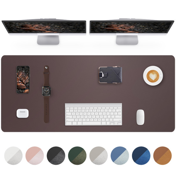 Large Desk Mat - 48" x 17"Leather Desk Pad Protector, Office Desk Mat, Non-Slip PU Leather Large Mouse Pad, Waterproof Desk Blotter Mat, Desk Cover for Office and Home (Coffee)