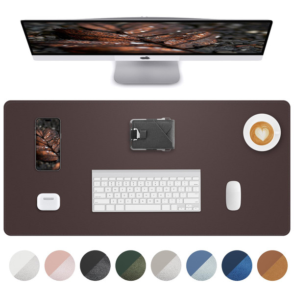 Non-Slip Desk Pad,Mouse Pad,Waterproof PVC Leather Desk Table Protector,Non-Slip PU Leather Desk Blotter, Easy Clean Laptop Desk Writing Mat for Office Work/Home/Decor(Coffee, 24" x 13.7")