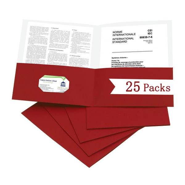 Zzrywuty 25 Packs Paper Folders with Pockets for Students,Businessmen and Office Workers,Letter Size,Two Pocket Folders with Card Slot for Office,Business,School Supplies (Red)
