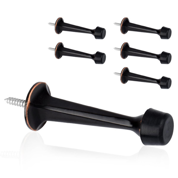 KOVOSCH 6 Pack Solid Rigid Door Stops - Heavy Duty Door Stoppers Wall Protector with Soft Rubber Tips, Oil Rubbed Bronze