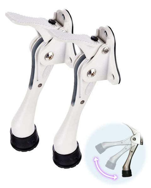 One Touch Kickdown Door Stopper, Door Holder, Heavy Duty Door Stops, Bottom of Door, Height-Adjustable Rubber Tips by HASHI (White 4 inch x 2pack)