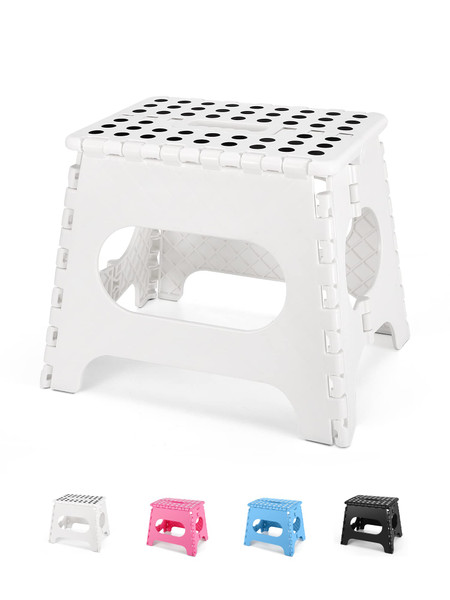 Dyforce Non-Slip Folding Step Stool - 11 inch Height Premium Heavy Duty Foldable Step Stool for Kids, Kitchen Garden Bathroom Camping Stepping Stool - White