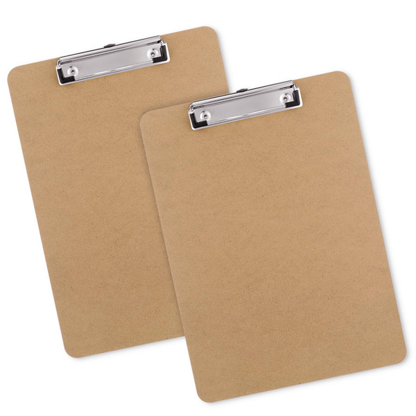 Macroclo Wood Clipboards Set of 2, Letter Size Hardboard Clip Board 8.5x11 for Classroom, Students, Kid, A4 Standard Size 9" x 12.5" with Low Profile Clip, Office & School Supply