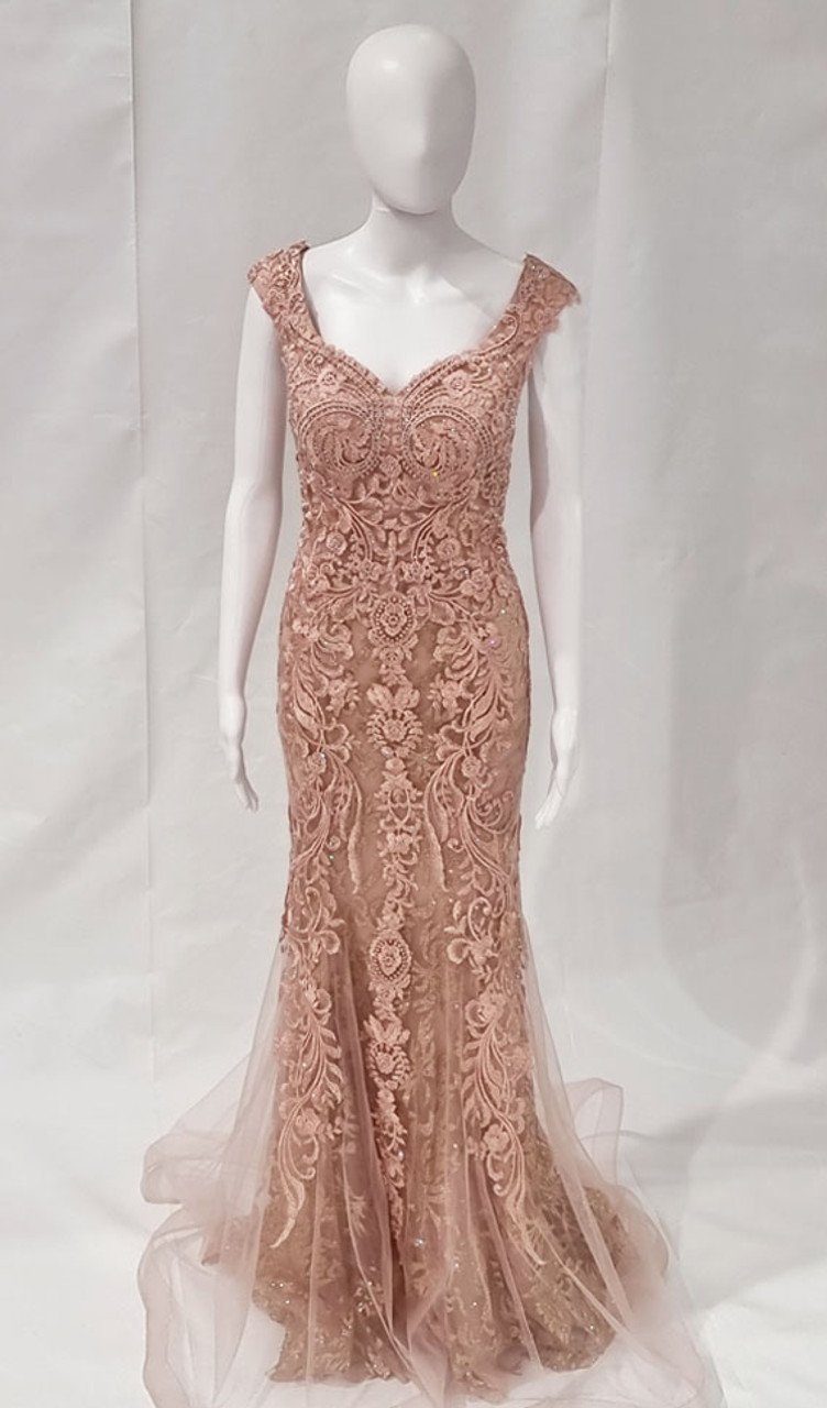 Rose gold sequin mother of the bride on sale dress